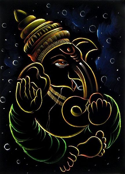 Line Ganesha with Modakam in Hand
