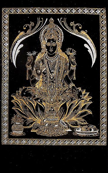 Goddess Lakshmi - (Silver and Golden Glitter Painting)