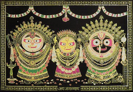 Jagannath, Balaram, Subhadra (Glitter Painting)
