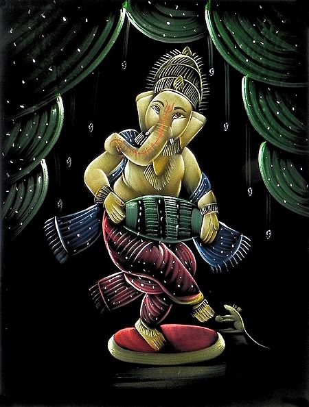 Dancing Ganesh Playing Dhol