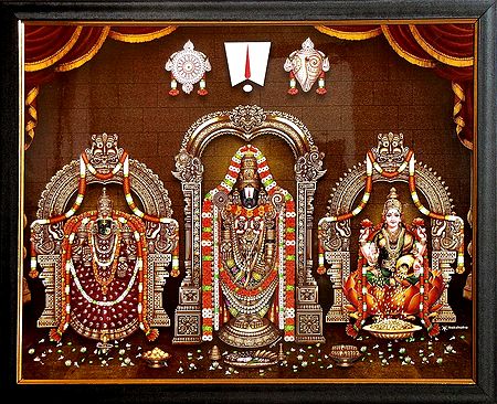 Balaji with Mahalakshmi and Dhana Lakshmi - Wall Hanging