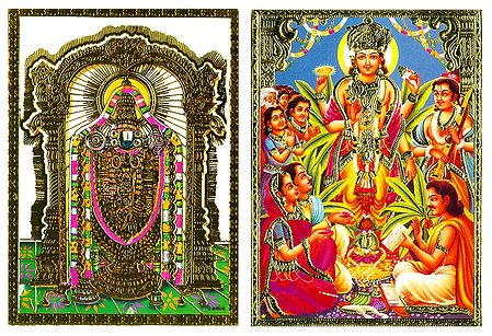 Lord Venkateshwara and Satyanarayan - Set of 2 Posters