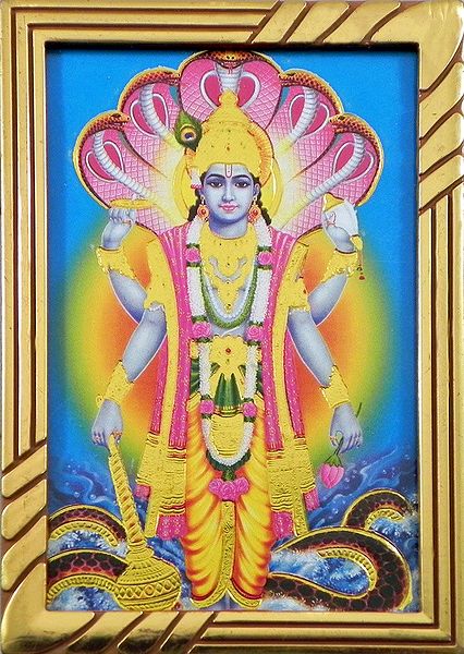Lord Vishnu - Plastic Framed Table Top Picture