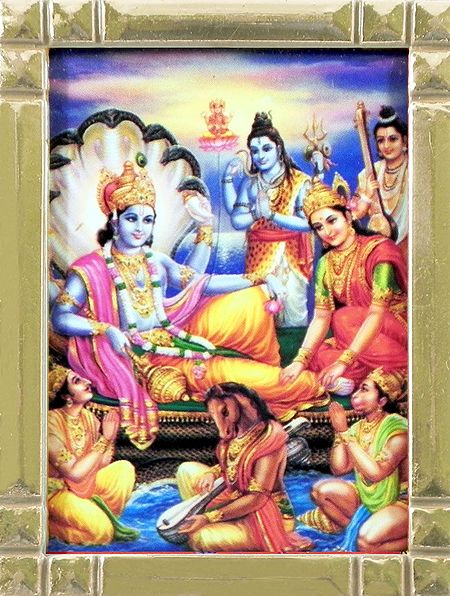 Vishnu with Lakshmi and Other Gods and Goddesses