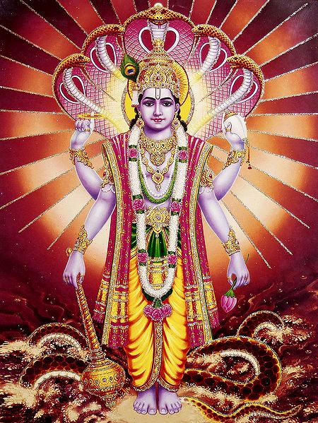 Vishnu on Sheshanaga - Glitter Poster