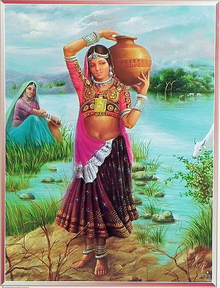 Gujrati Tribal Girl Carrying Water