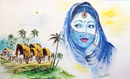 Indian Bride and Bullock Carts