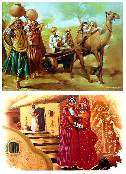 Rural People of India - Set of 2 Unframed Posters