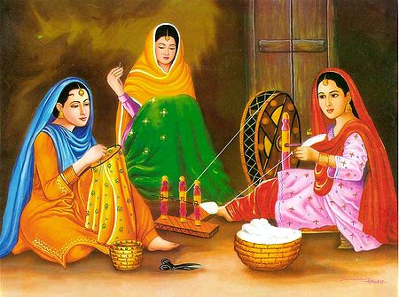 Punjabi Ladies Stitching and Spinning