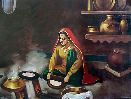 Punjabi Lady Making Roti