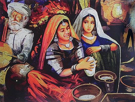 Rajasthani Women with Musician