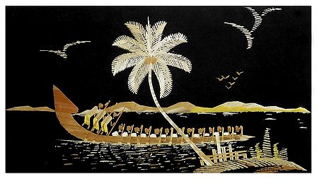 Boat Race - Bamboo Strands Picture on Cardboard