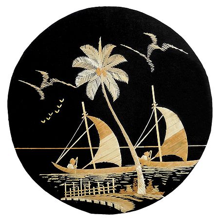 Rowing Boats - Bamboo Strands Picture on Cardboard