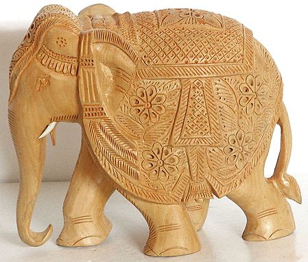 Decorated Elephant with Intricate Carvings