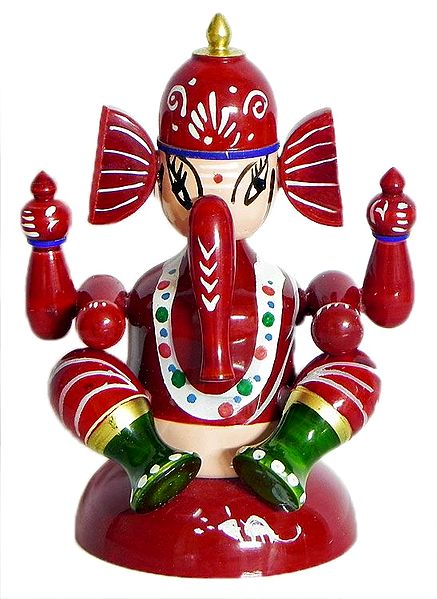 Red Ganesha - Chennapatna Doll