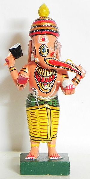 Lord Ganesha Wearing Yellow Dhoti -Kondapalli Doll