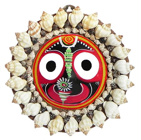 Jagannath Face Decorated with Conch Shells (wall Hanging)