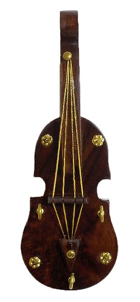 Wooden Violin with 3 Hooks Key Hanger - Wall Hanging