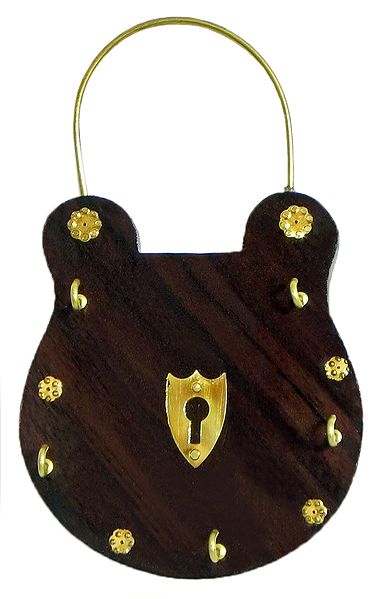 Lock Shaped Key Rack with Four Hooks - Wall Hanging