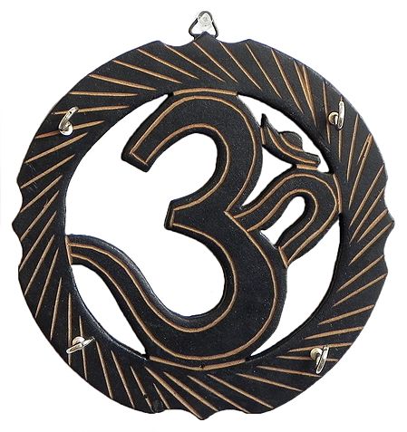 Om Key Rack with Four Hooks - Wall Hanging