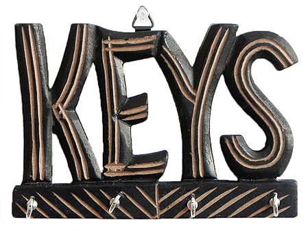 Key Rack with Four Hooks - Wall Hanging