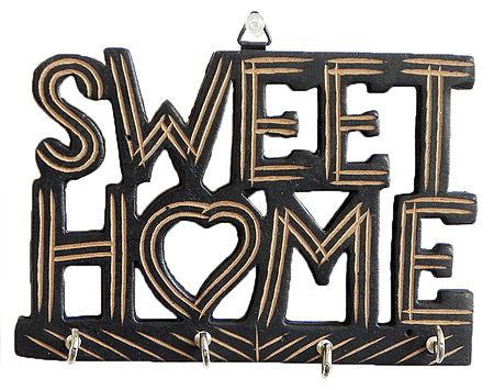 Sweet Home Key Rack with Four Hooks - Wall Hanging