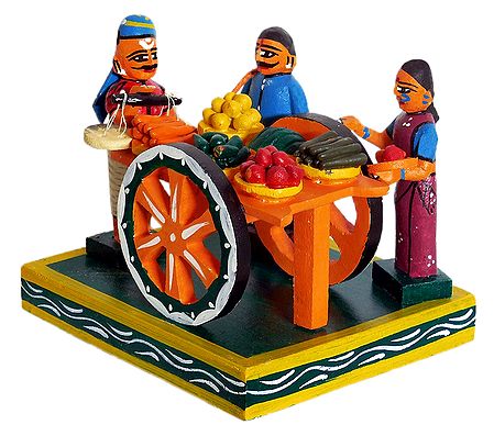Vegetable Seller with Cart - Kondapalli Doll