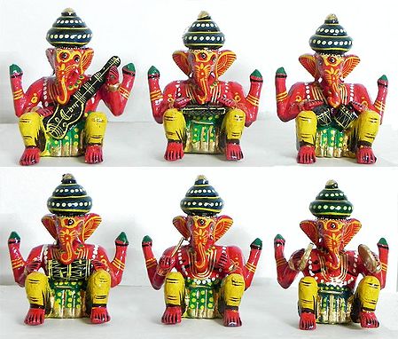 Set of Six Musician Ganesh