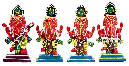 Set of 4 Musician Ganesha