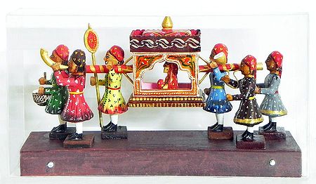Marriage Procession (Encased in a Acrylic Box) - Kondapalli Doll