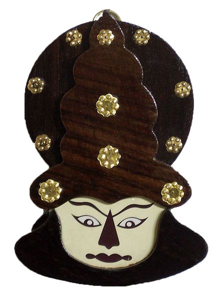 Decorated Wooden Kathakali Face - Wall Hanging