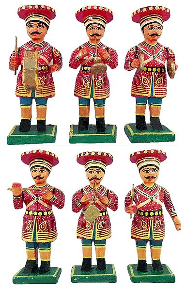 Wooden Rajasthani Band Party - Set of 6