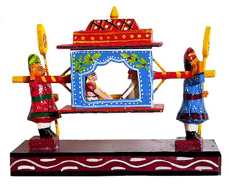 King and Queen in a Palki - Kondapalli Doll