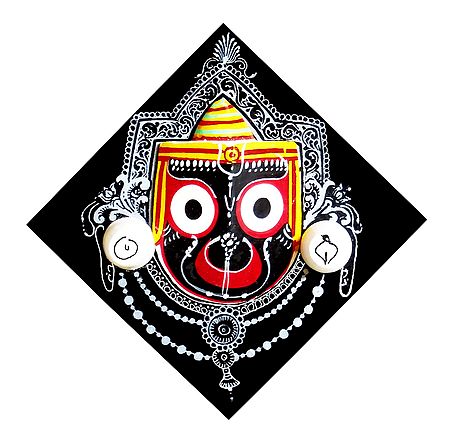 Decorated Wooden Jagannath on Square Base - Wall Hanging