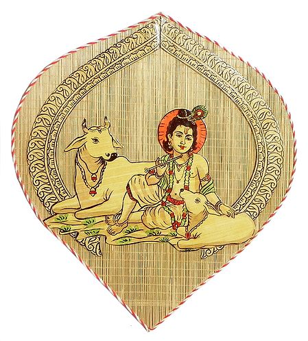 Cowherd Krishna with Cows - Wall Hanging