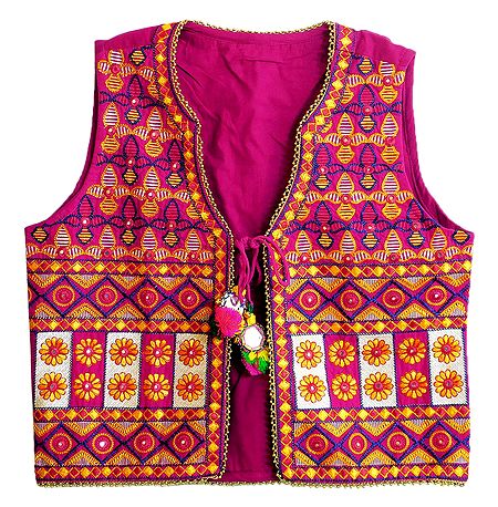 Gujrati Katchi Embroidery on Ladies Koti Jacket