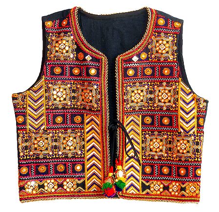 Gujrati Katchi Embroidery on Ladies Koti Jacket