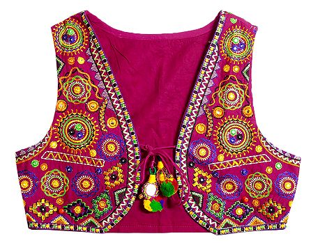 Multicolor Embroidery on Magenta Ladies Jacket