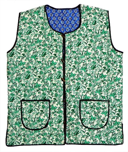 Quilted Green Print Jacket (For Men)