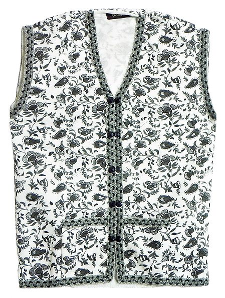 Front Open Sleeveless Light Woolen Printed Sweater with Pocket (For Ladies)