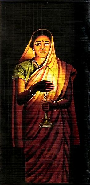 Lady with the Lamp - S.L. Halankar Painting (Wall Hanging)