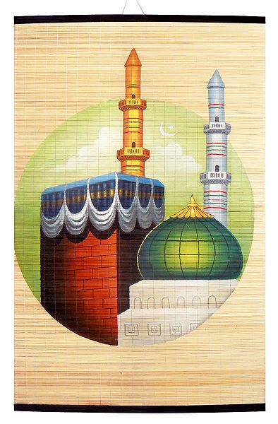 Mecca Medina - Painting on Woven Bamboo Strands - Wall Hanging
