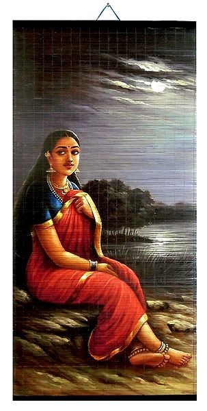 Lady in Moonlight - Raja Ravi Varma Painting (Wall Hanging)