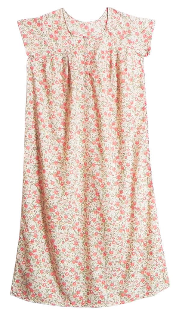 Floral Print on Off-White Polyester Maxi - Size - L Length - 53 in.