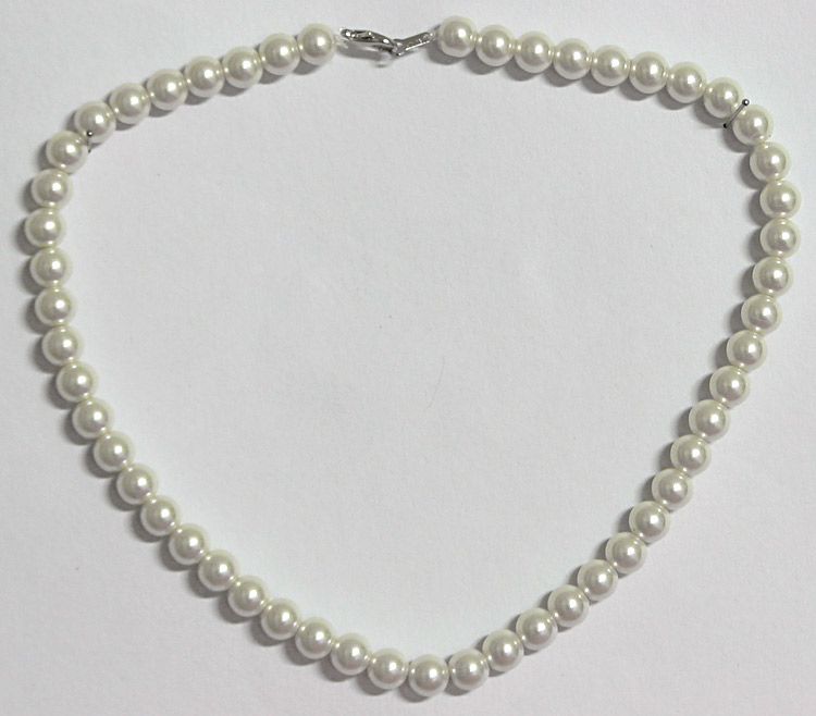 Faux Pearl Bead Necklace - 16 inches