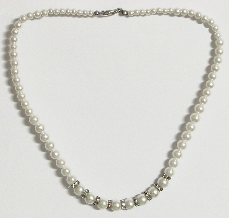 White Bead and Stone Studded Necklace