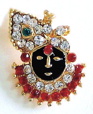 Red and White Stone Studded Krishna Pendant