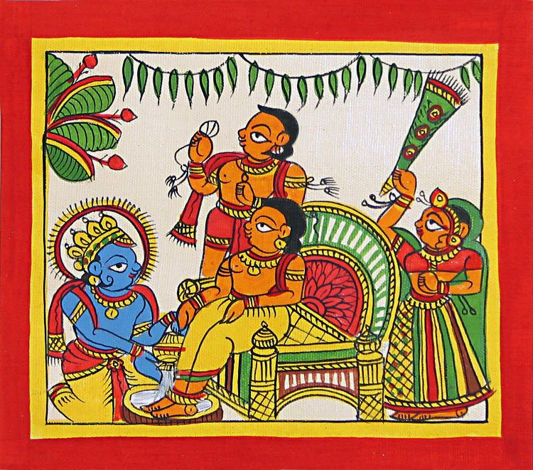 Lord Krishna Washing His friend Sudama's Feet