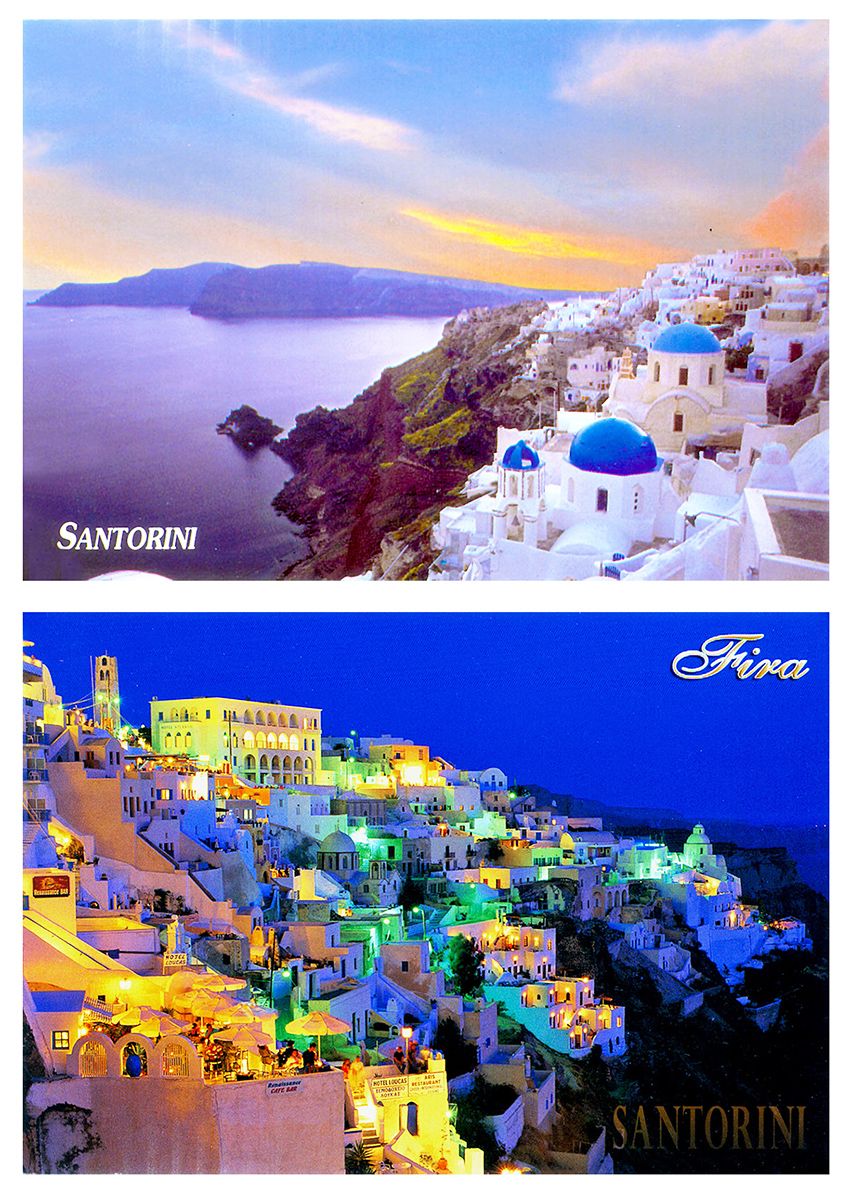 LOTS 30PCS Santorini Thira Postcards Greek Sea Kamari Beach Landscape Post Card 