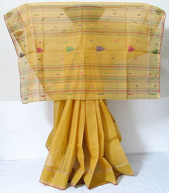 Yellow Bengal Cotton Saree-sgquangbinhtourist.com.vn
